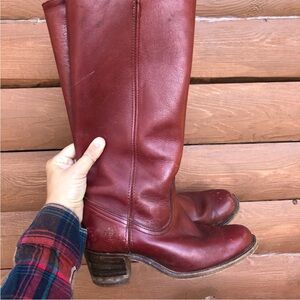 Cherry red frye campus boots